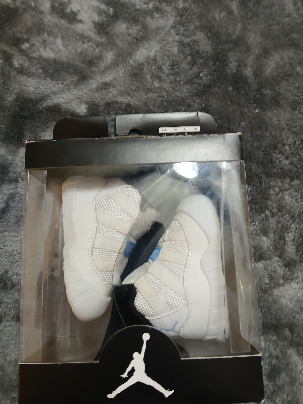 Jordan 11 Kids White and Light Blue Basketball Sneakers - Jordan Infant/Toddler